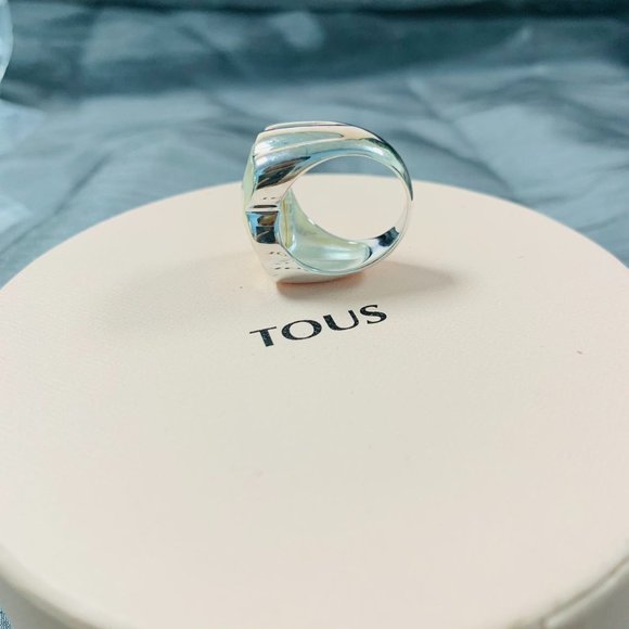 TOUS Ring Silver TOUS Color Ring with faceted mother-of-pearl Women Jewelry 56# - Picture 5 of 14